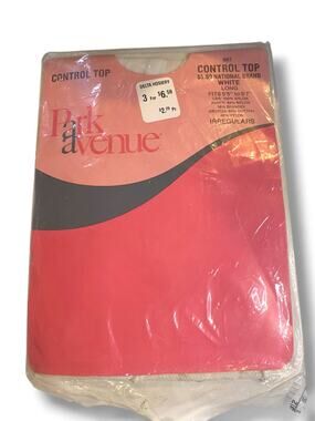 Vintage Park Avenue Long White Control Top Pantyhose Irregulars White 887